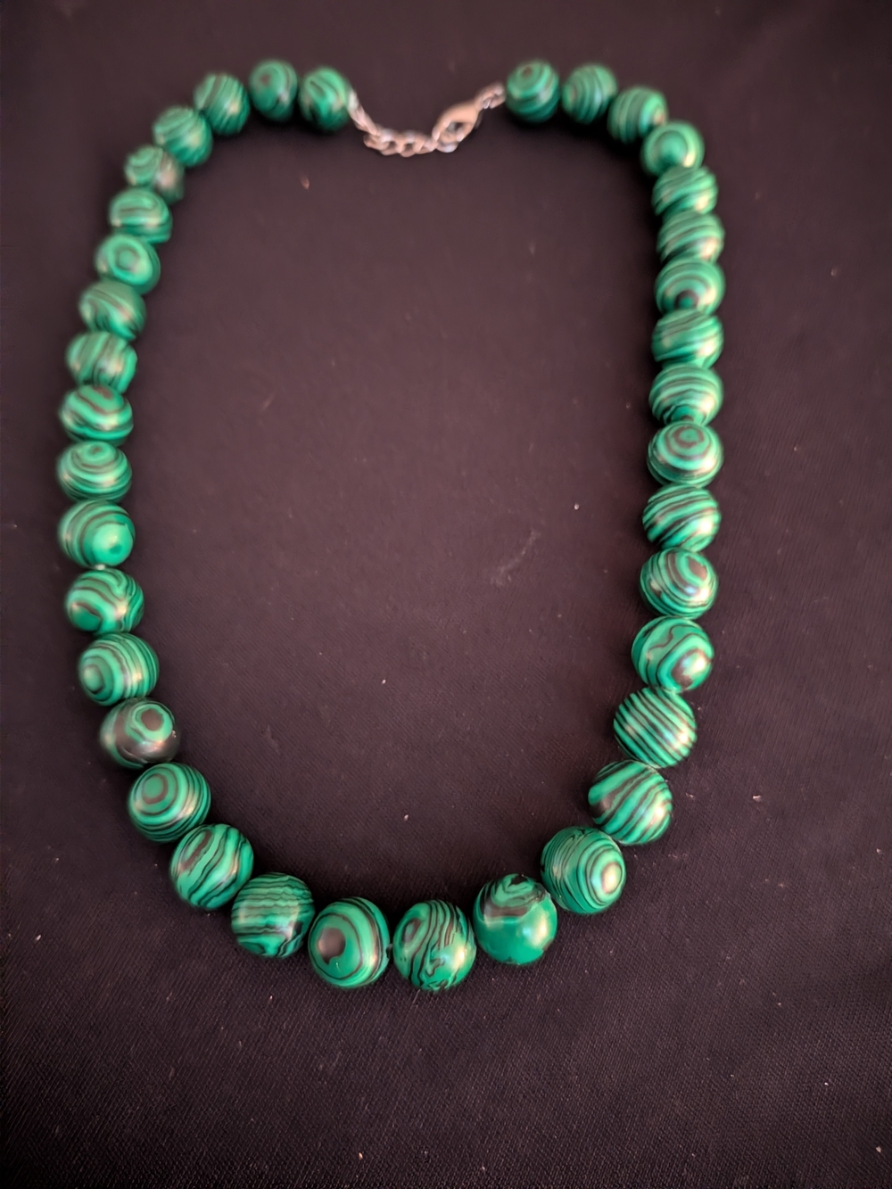 Malachite Necklace 8" -  Natural Stone Green Color Hand Made